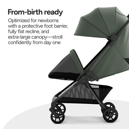 Mompush Nexis Carbon Travel Stroller, Ultra-Lightweight 11.5 lbs, Compact & Airplane Carry-On Approved, One-Second Auto-Fold, One-Hand Full Recline, from Birth to 50 lbs, JPMA Certified