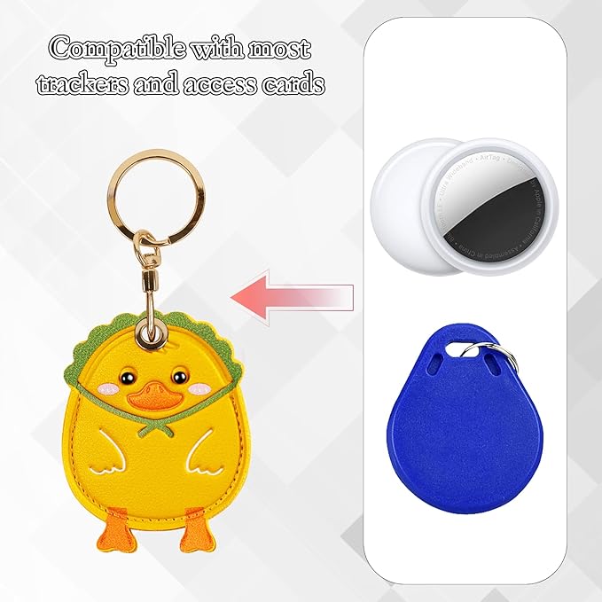 Leather Keychain Case Holder Compatible with Apple AirTag, GPS Airtag Keychain Finder Tracker with Key Ring, Anti-Scratch Protective Air Tag Cover