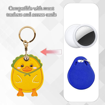 Leather Keychain Case Holder Compatible with Apple AirTag, GPS Airtag Keychain Finder Tracker with Key Ring, Anti-Scratch Protective Air Tag Cover