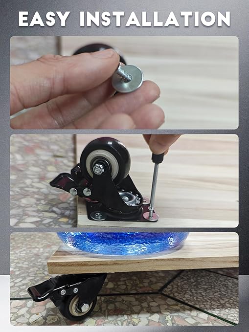 2 Inch Caster Wheels Set of 28 Heavy Duty Casters,with Brake,No Noise Locking Polyurethane (PU) Wheels, for Furniture and Workbench Load 800lbs