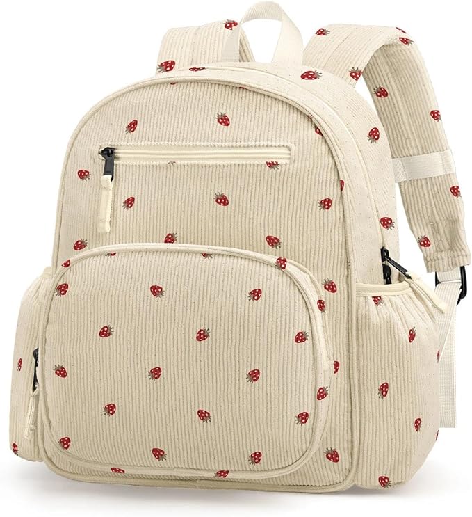 Corduroy Toddler Backpack for Girls 2-5, Preschool Kindergarten Backpack - Cute Kids Backpacks for Girls 13.7" H Fit Folder