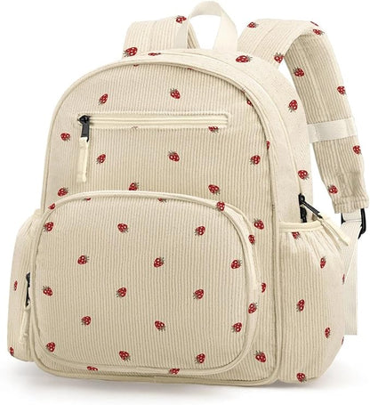 Corduroy Kids Backpack for Girls, Girls Backpack 5-9, Kindergarten Elementary School Bookbag for Girl 15.3" H Fit Folder