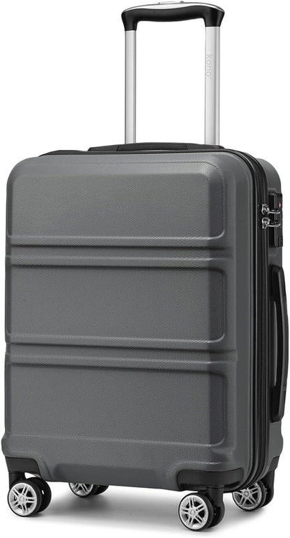 Kono 20" Carry on Luggage with Spinner Wheel TSA Lock, Lightweight PC+ABS Hardside Luggage Durable Small Carry on Suitcase Grey