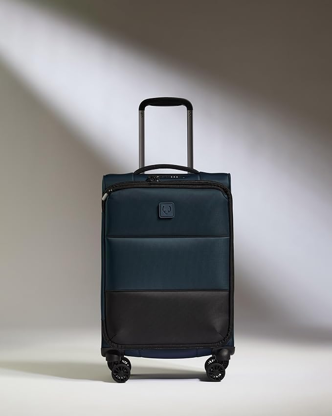 ANTLER - Soft Stripe Carry On Luggage 22x14x9 Airline Approved - Cabin Suitcase with Expander, Adjustable Handle, 4 Spinner Wheels, Lightweight, TSA Lock - Recycled Polyester Luggage - Indio Blue
