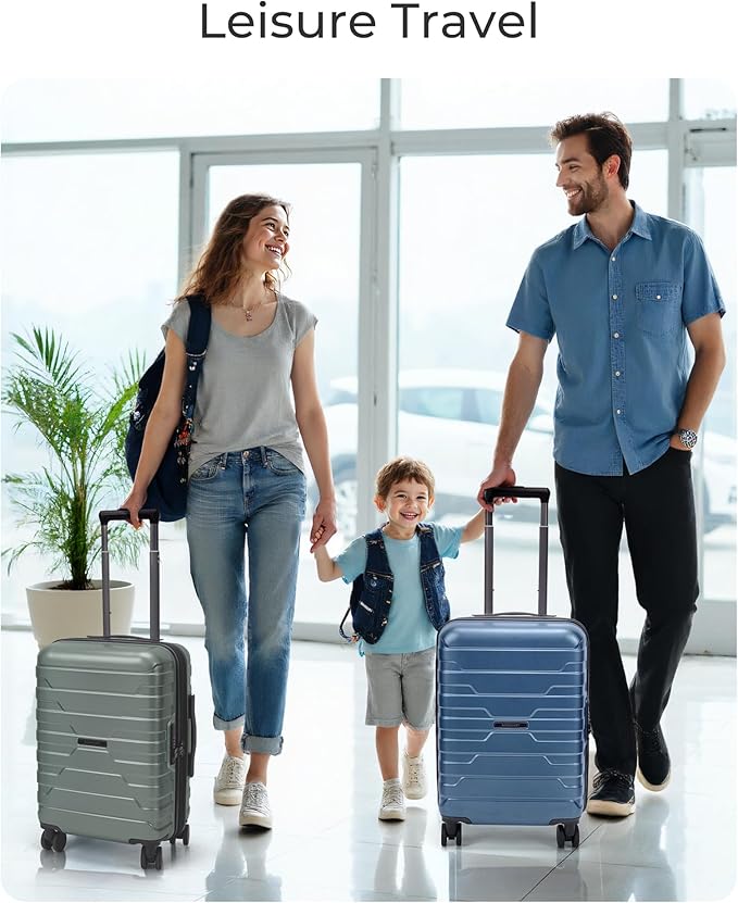 BAGSMART Carry On Luggage 22x14x9 Airline Approved with Spinner Wheels,Lightweight 20 Inch Luggage with TSA Lock,Expandable Hard Shell Carry On Suitcases for Men Women,Pine Green