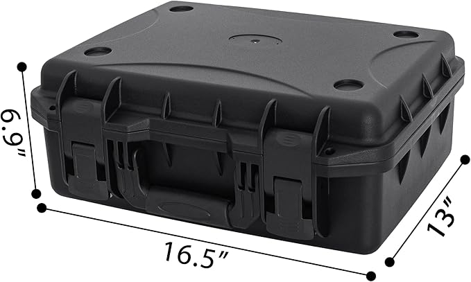 Hard Case with IP67 Waterproof Shockproof Tool Box for Microphone, Drones, Camera, Equipments, Portable Storage Case, 16.5 x13 x 7 Inch