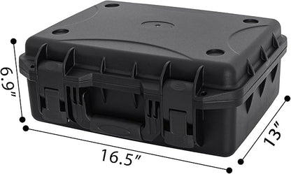 Hard Case with IP67 Waterproof Shockproof Tool Box for Microphone, Drones, Camera, Equipments, Portable Storage Case, 16.5 x13 x 7 Inch