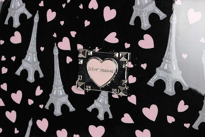 Betsey Johnson Designer 20 Inch Carry On - Expandable (ABS + PC) Hardside Luggage - Lightweight Durable Suitcase With 8-Rolling Spinner Wheels for Women (Paris Love)