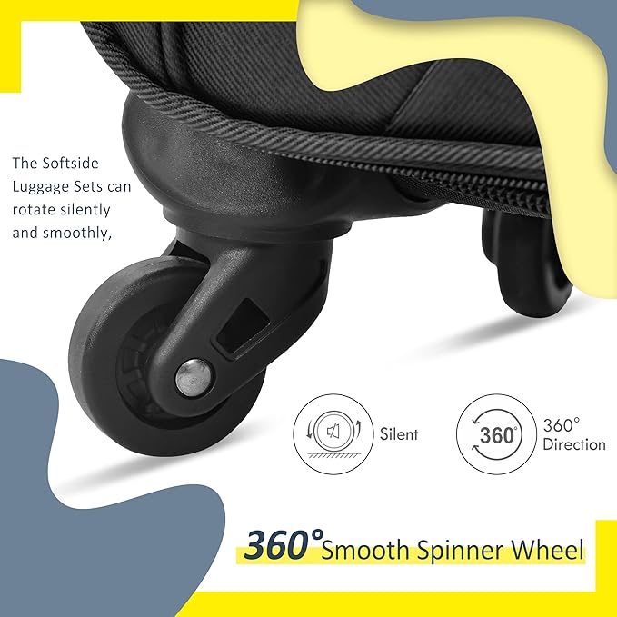 Luggage Sets 3 Piece Softside Expandable Lightweight Durable Softshell Suitcase Sets Spinner Wheels TSA Lock