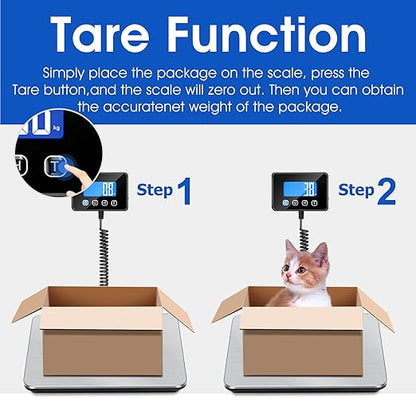 440lb Luggage Scale Accurate to 0.35oz, Heavy Duty Digital Shipping Package Weight Scale with LCD, Tare/Hold, USB & Battery Powered, for Father's Day, Small Business, Warehouse & Home Use