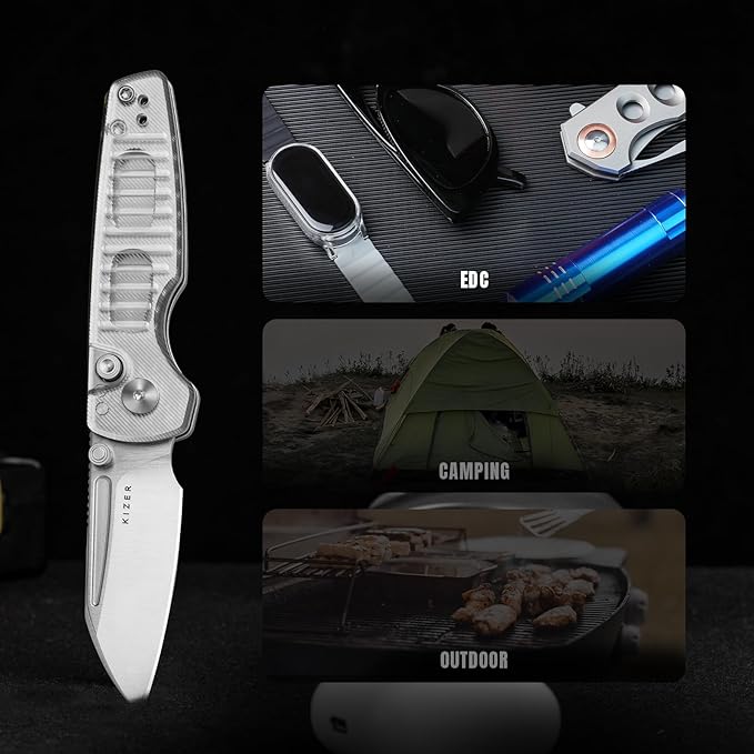 Kizer Parakeet EDC Pocket Knife, 2.46" Nitro-V Blade Folding Knife with Acrylic Handle, Thumb Stud Opener Small EDC Knives for Men Women Camping Hunting V2706A2