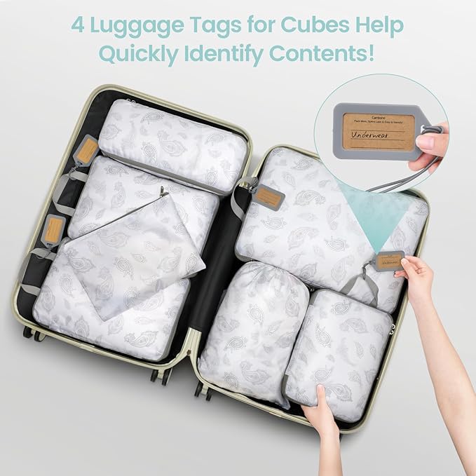 Cambond Compression Packing Cubes for Travel Women - Expandable Travel Bags Luggage Organizers Travel Essentials Compression Cubes for Travel Carry on Suitcases Organizer