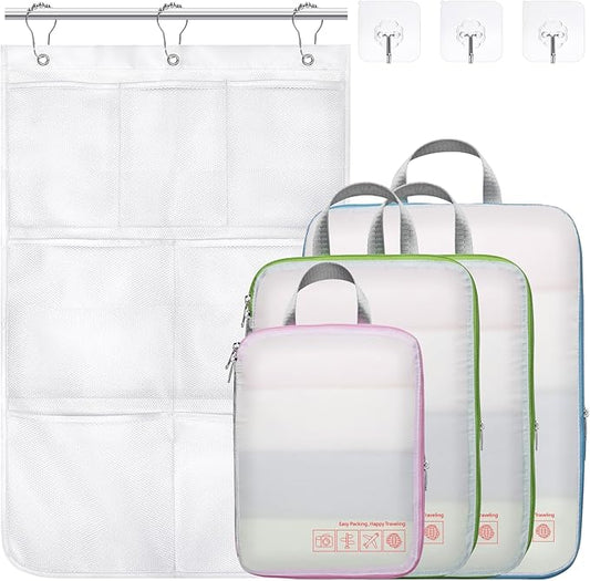 Cambond Compression Packing Cubes for Travel Women - Expandable Travel Bags Luggage Organizers Travel Essentials Compression Cubes for Travel Carry on Suitcases Organizer