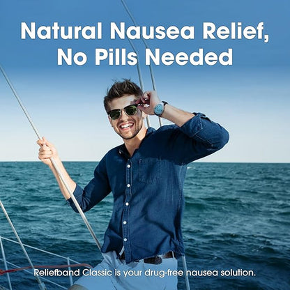 Reliefband Classic Anti-Nausea Wristband for Motion Sickness, Morning Sickness, Travel, Sea Sickness & Vomiting Relief - Motion Sickness Wristband FDA Cleared Drug-Free, Fast-Acting Nausea Relief Band