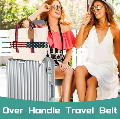 Slohif Luggage Straps for Suitcases Travel Belt Accessories Luggage Connector Identifiers Over Handle with Buckle Unique Nylon Adjustable Strap for Sleeping Bag Car Seat Flag(2 Pack)