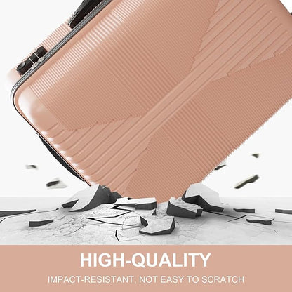 Karl home Luggage Sets 3 Piece, PP Hard Case Suitcase Set with Built-in Lock Spinner Wheels, Lightweight Durable Carry on Luggage for Business Travel - Light Pink (20"/24"/28")