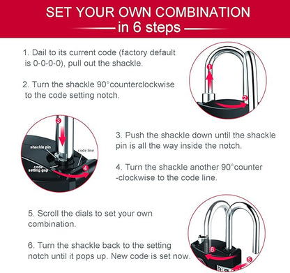 ZHEGE TSA Approved Luggage Lock for Train Travel, 4 Digit Combination Lock for School Gym Locker, Suitcase, Backpack, Cabinet, Drawer, Easy Read Dial with Alloy Body (1 Pack, Black)