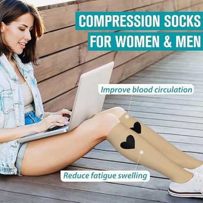 BLUEENJOY Copper Compression Socks for Women & Men (6 pairs) - Best Support for Nurses, Running, Hiking, Recovery