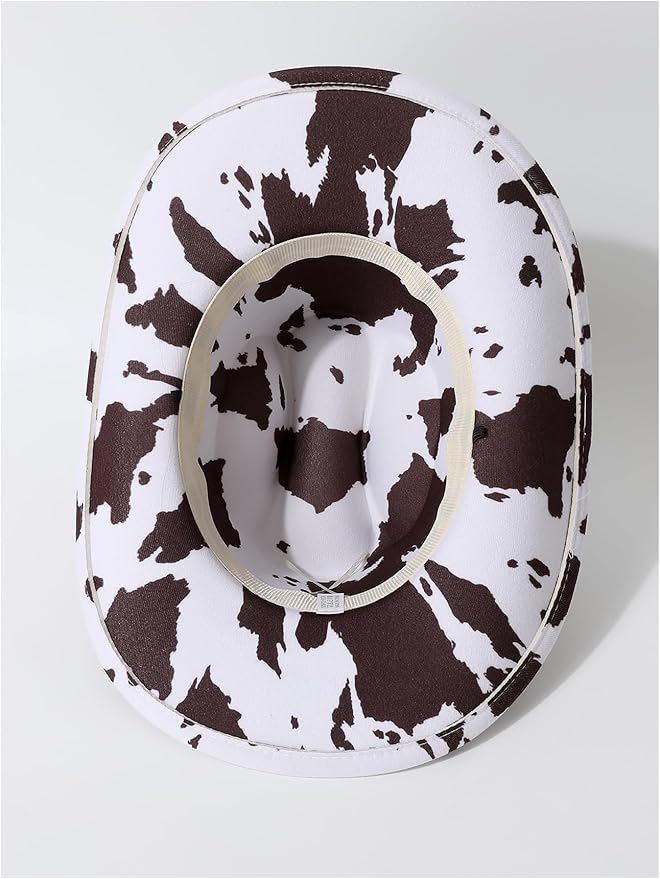 WDIRARA Women's Cowboy Hat Cow Print Western Cowgirl Hats Travel Vacation
