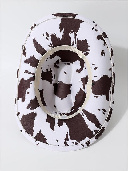WDIRARA Women's Cowboy Hat Cow Print Western Cowgirl Hats Travel Vacation