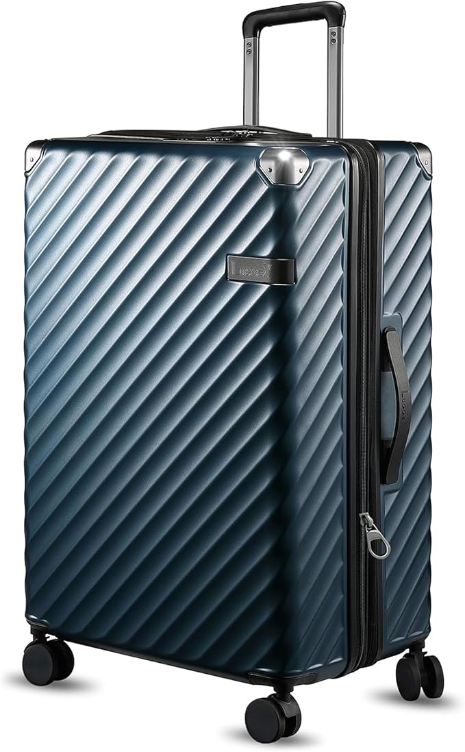 28 Inch Luggage with Spinner Wheels, KVC Expandable Hardside Large Checked Suitcase (EX-Core, Navy, 28 Inch, 105L-113L)