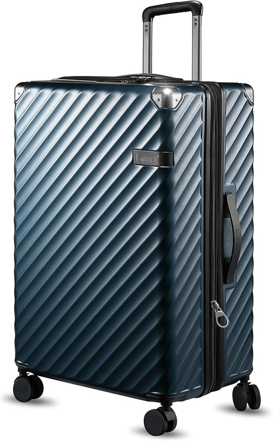 28 Inch Luggage with Spinner Wheels, KVC Expandable Hardside Large Checked Suitcase (EX-Core, Navy, 28 Inch, 105L-113L)