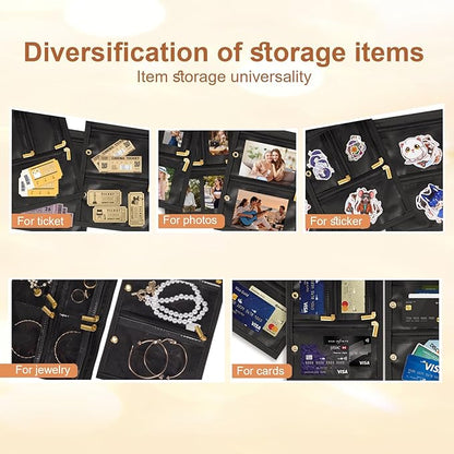 Travel Jewelry Case Organizer for Women, Jewelry Storage Book with Small Pouch, Travel Jewelry Bag Case for Traveling Earrings, Rings, Bracelet Organizer (Inner Pages, 3 PCS, Black)
