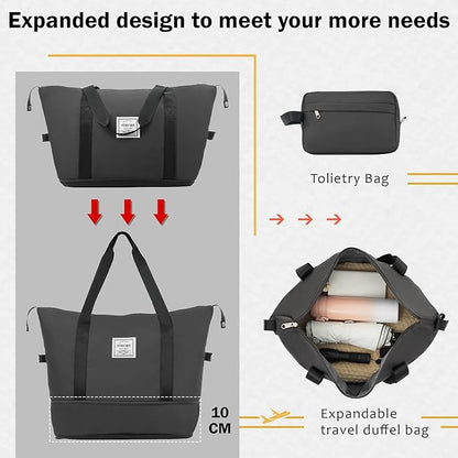 Merax Luggage Sets 4 Piece Suitcase Set, Expandable Hardside 20 IN & 28 IN Suitcase Set with Duffel Bag, Lightweight Travel Luggage with Spinner Wheels and TSA Lock(Black)