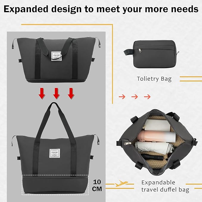 Merax Luggage Sets 4 Piece Suitcase Set, Expandable Hardside 20 IN & 24 IN Suitcase Set with Duffel Bag, Lightweight Travel Luggage with Spinner Wheels and TSA Lock(Black)
