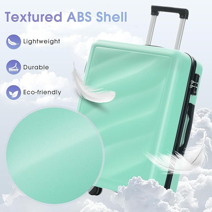 Merax Luggage Set 3 Piece, Lightweight Durable ABS Suitcases with Spinner Wheels and TSA Lock, Carry-on & Checked Travel Luggage