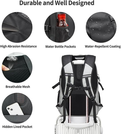 ARCTIC HUNTER AH Travel Carry On 15.6" Laptop Backpack for Men, Large 30L Anti-Theft & Waterproof Backpacks Flight Approved for Business, Commuting, Work, Weekend Casual Daypack, Grey, Silver