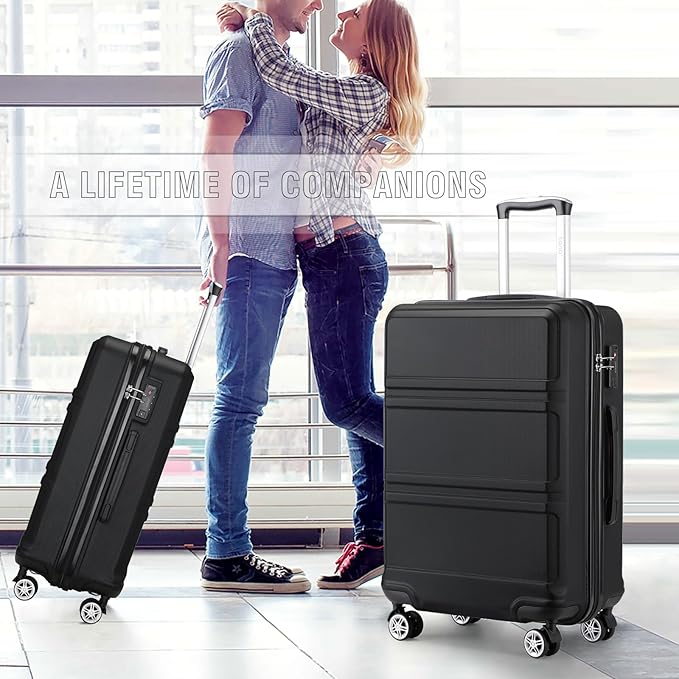 Kono 19" Carry on Luggage with Spinner Wheel TSA Lock, Lightweight PC+ABS Hardside Luggage Durable Small Carry on Suitcase, Black
