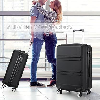 Kono 19" Carry on Luggage with Spinner Wheel TSA Lock, Lightweight PC+ABS Hardside Luggage Durable Small Carry on Suitcase, Black