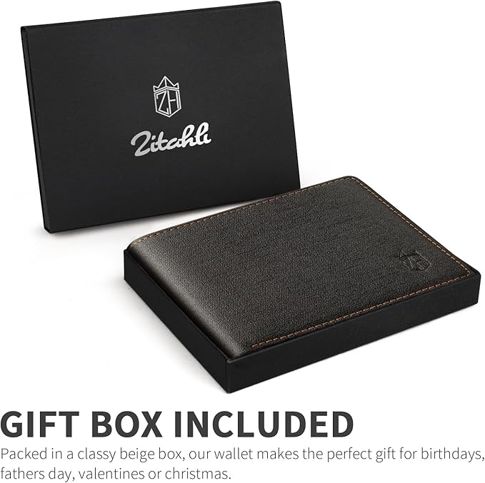 Zitahli Wallet for Men 12 Card Holder Slim Rfid Leather 2 ID Window Wallets With Gift Box Men's Accessories