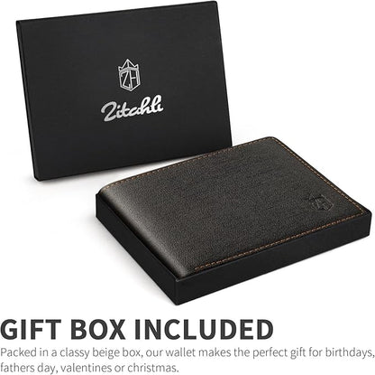 Zitahli Wallet for Men 12 Card Holder Slim Rfid Leather 2 ID Window Wallets With Gift Box Men's Accessories