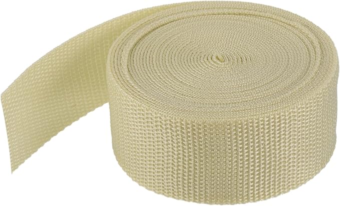 MECCANIXITY Lightweight Polypropylene Webbing Strap 1 1/2" 5 Yard Backpack Strapping Band Light Khaki for Outdoor Luggage Cargo Straps