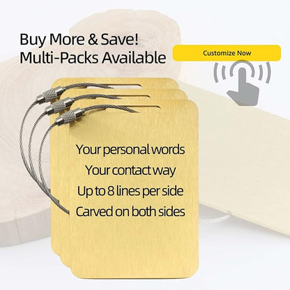 Sturdy and Durable Personalized Luggage Tags for Suitcases,Cruise Essentials Travel Tags for Luggage,Travel Bag Labels,Heavy-Duty Stainless Steel Gold Rectangular Vertical Suitcases no icon