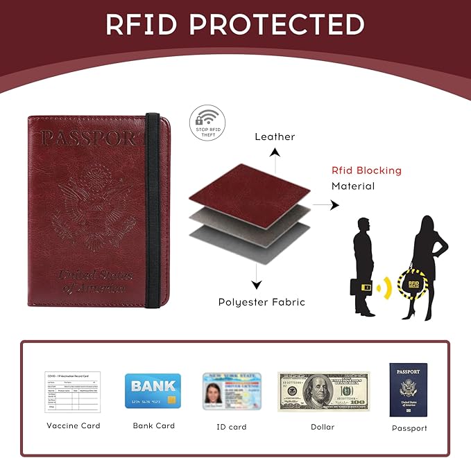 ILIYAH-Passport Cover-Passport Holder for Travel Women/Men Passport Wallet Case Travel Accessories Card Holder Wallet Unisex Travel Gifts(Burgundy)