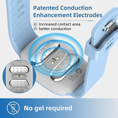 EmeTerm Fashion Anti-Nausea Wristband Relieve Morning Motion Travel Sickness Rechargeable Drug Free Bands Without Side Effects - Extra 2pack Conductive Gel (Blue - Extra 2pack Conductive Gel)