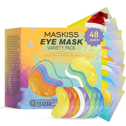Under Eye Patches Variety Pack (48 Pairs), Stocking Stuffers for Women, Eye Masks for Dark Circles Puffy Eyes With 8 Colors (6 Pairs/Color), Vegan Skin Care Gifts for Teen Girls