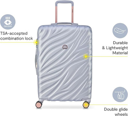 DELSEY PARIS Alexis Durable Luggage, Expandable Lightweight 4-Wheel Spinner, Easy Grip Handles for Smooth Mobility, TSA-Lock Incorporated, Men and Women, Platinum/Rose Gold, Check-In 25-Inch