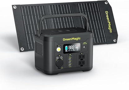 Portable Power Station 330W with 20W Solar Panel, Solar Generator Fast PD Output 227Wh Lithium Battery, Solar Powered Power Bank 120V Pure Sine Wave AC Outlet for Camping, Travel, Home Blackout