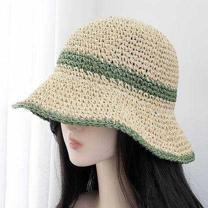 Floppy Big Beach Straw Hats for Women Foldable Summer Wide Brim Packable Sun Hat Womens Travel Straw Fedora Hat