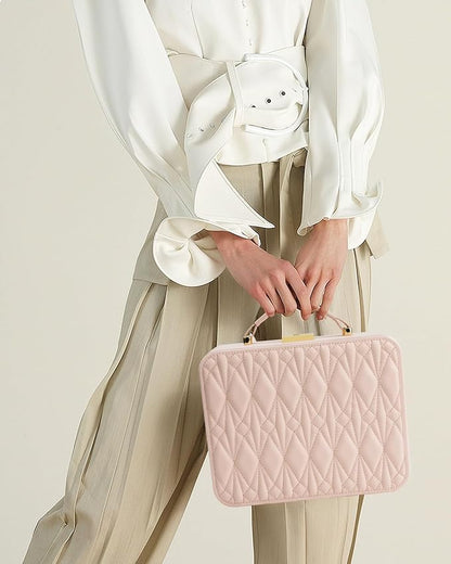 Large Jewelry Travel Case, Jewelry Case for Necklaces Large Jewelry Case Jewelry Box for Women Girls. (Pink)