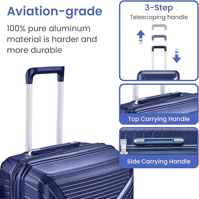 Merax Luggage 4 Piece Set Hardside Expandable Suitcase Set with Case,Travel Luggagewith Spinner Wheels,Airplane Approved Carry On Luggage Sets,Navy Blue1,14/20/24/28