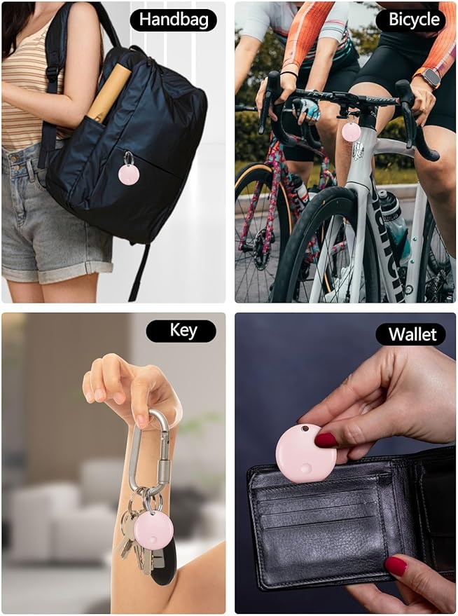 Tracker Tags, Item Finder Work with Apple Find My (iOS Only), Tracking Device Locator Smart Tag for Luggage, Keys, Wallet, Bike, Bags (Pink, 1 Pack)