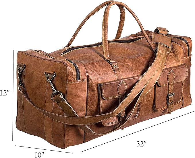 Large 32 inch duffel bags for men holdall leather travel bag overnight gym sports weekend bag
