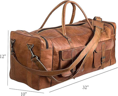 Large 32 inch duffel bags for men holdall leather travel bag overnight gym sports weekend bag