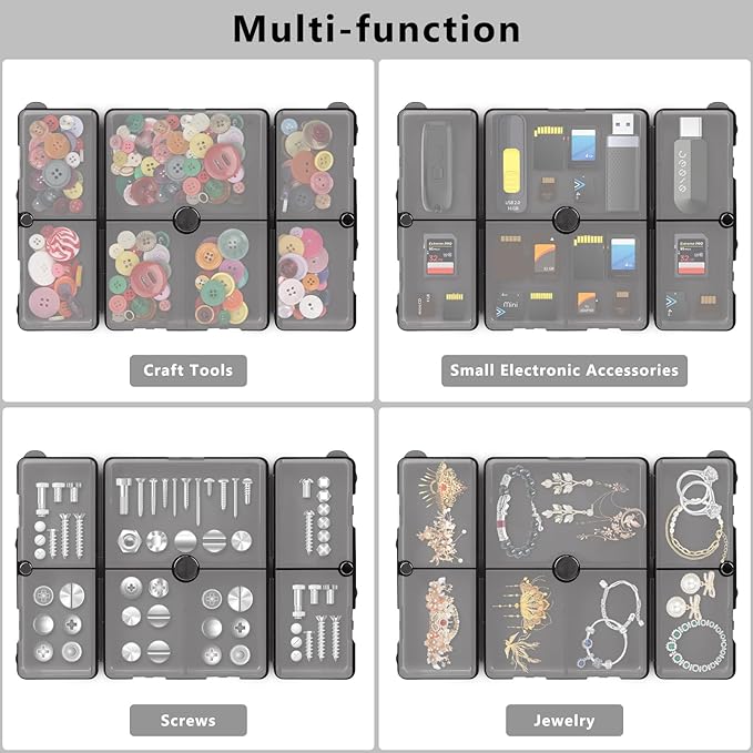 FYY Daily Pill Organizer,7 Compartments Portable Pill Case Travel Pill Organizer,[Folding Design] Large Pill Box for Purse Pocket to Hold Vitamins,Cod Liver Oil,Supplements and Medication-Clear Black