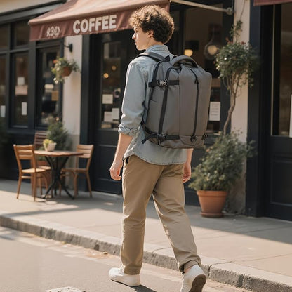 Travel Backpack for Men and Women, Flight-Approved Carry-On Backpack with Laptop Compartment; Large-Capacity Personal Item for Business, Work, School, or Weekend Trips (Gray).